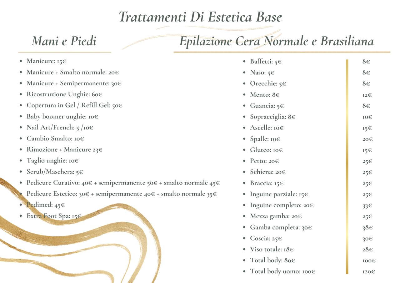 listino estetica base